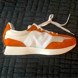 White/Burnt Orange New Balance 327s Size 10.5